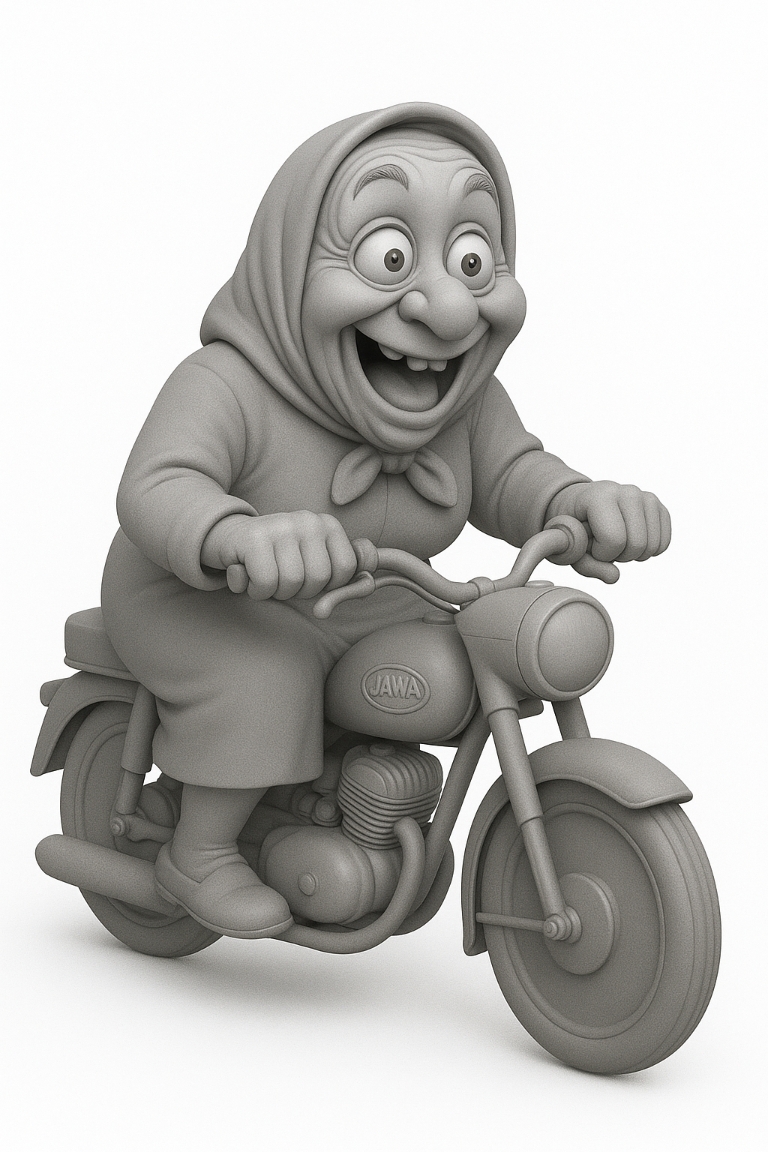 Grandma on a motorcycle