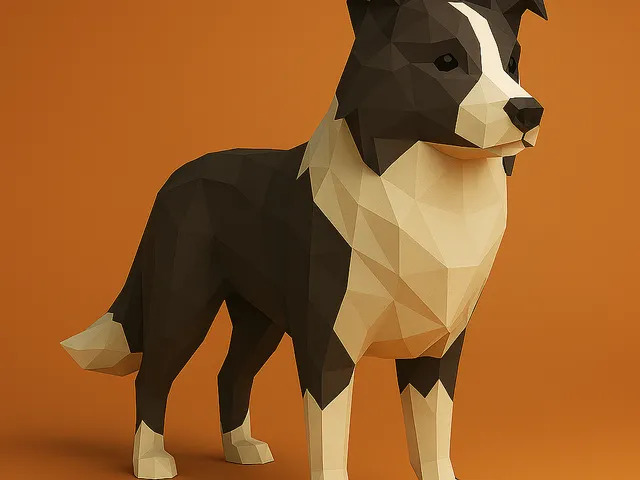 Border Collie Low Poly 3D Model
