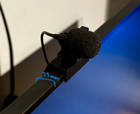 lavalier microphone mount on monitor