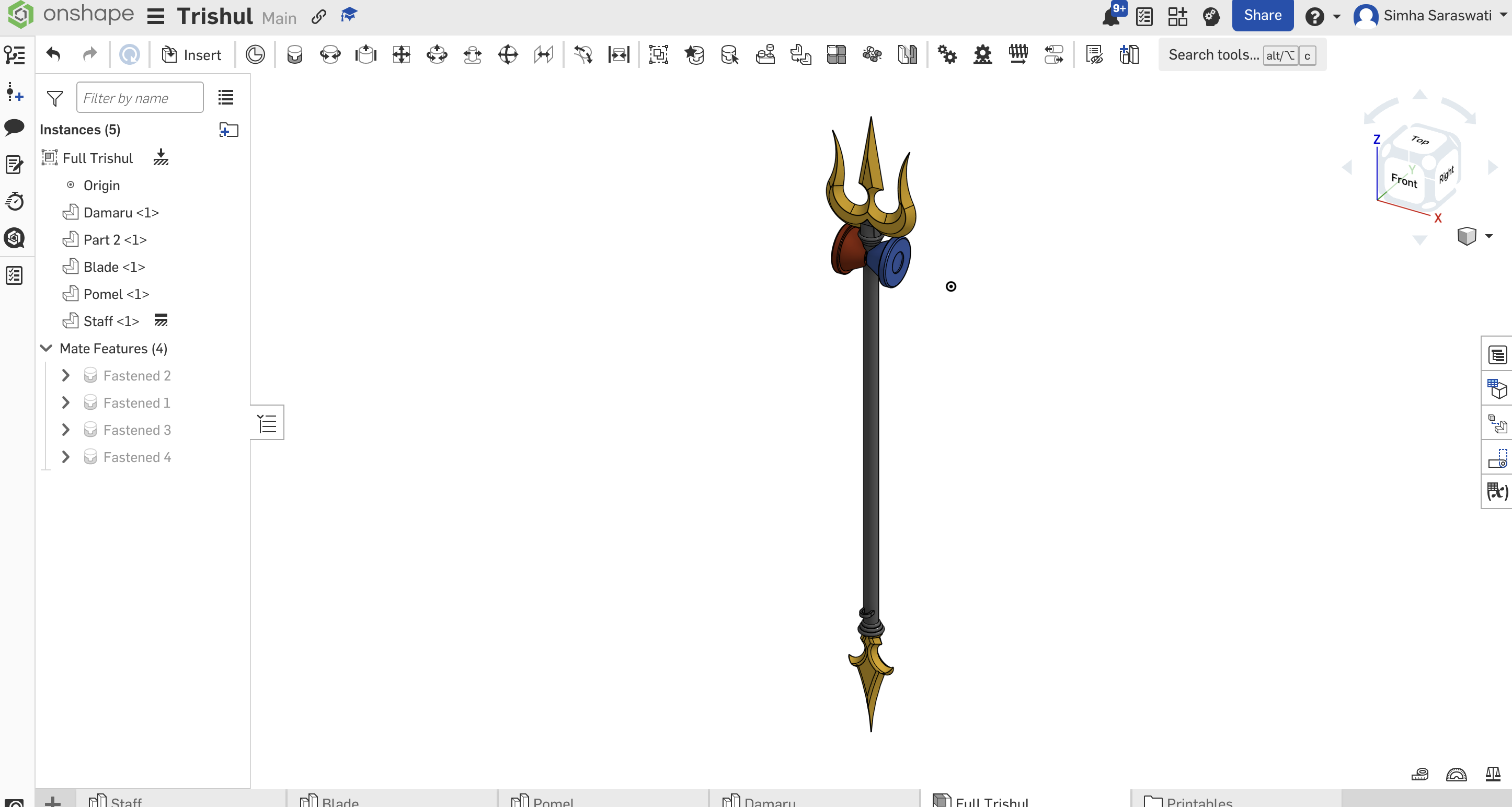 Trishul Keychain