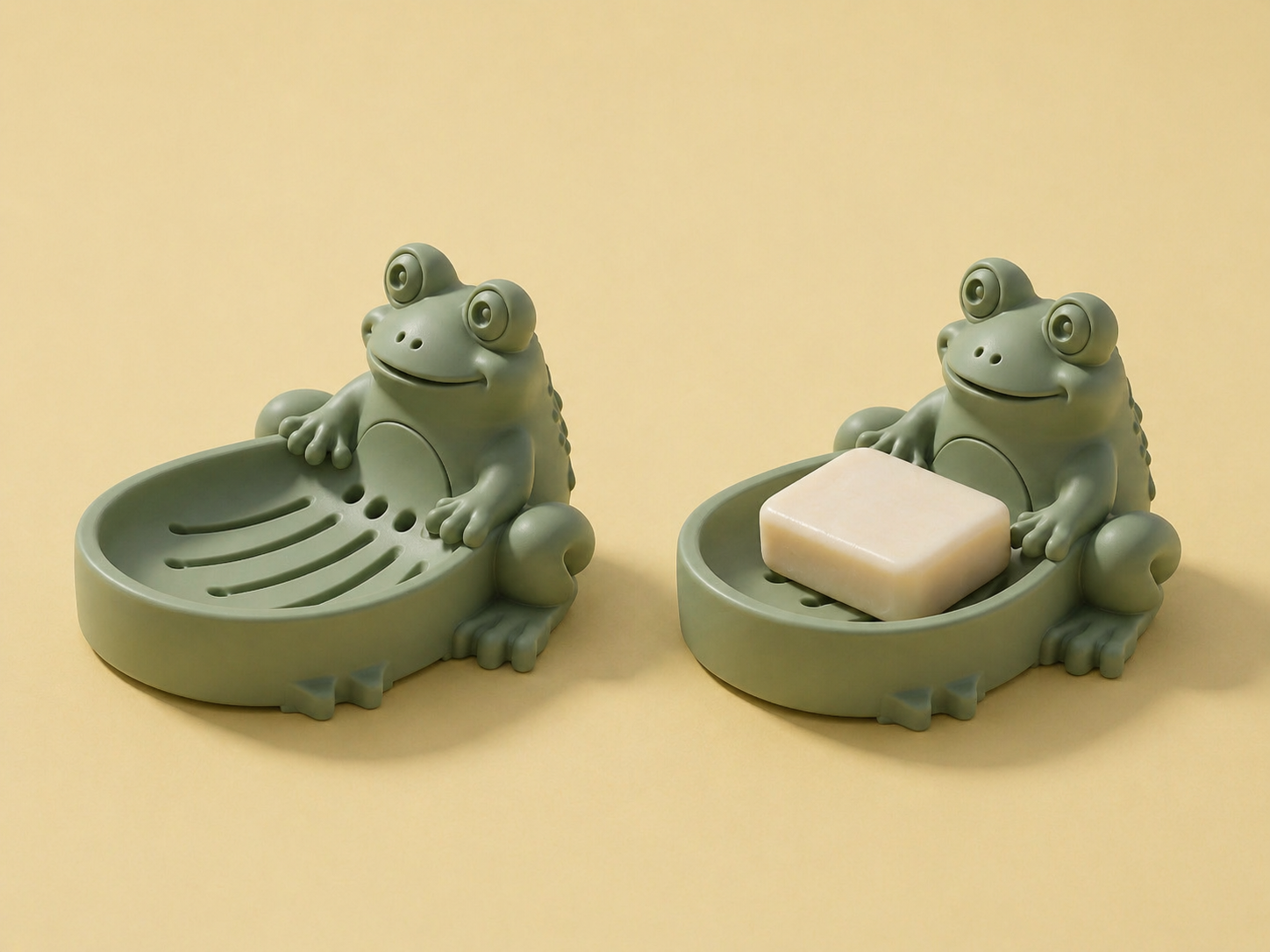 Green Frog Soap Holder Animal Bathroom Soap Dish Organizer