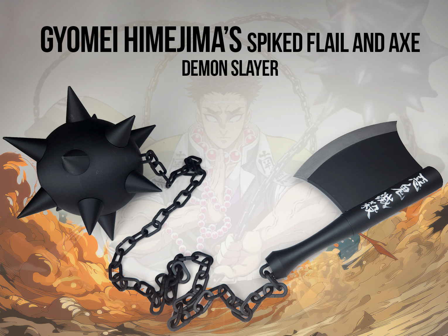 Gyomei Himejima’s Spiked Flail and Axe - Demon Slayer