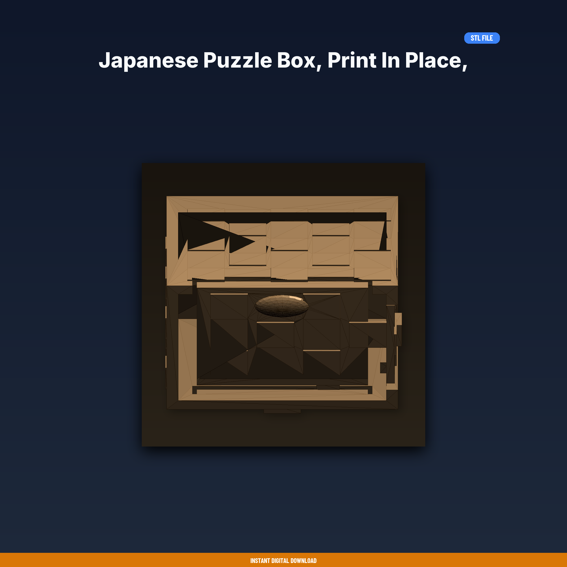 Japanese Puzzle Box, Print in Place, Sliding Panel Mechanism, - 3D Printable STL File