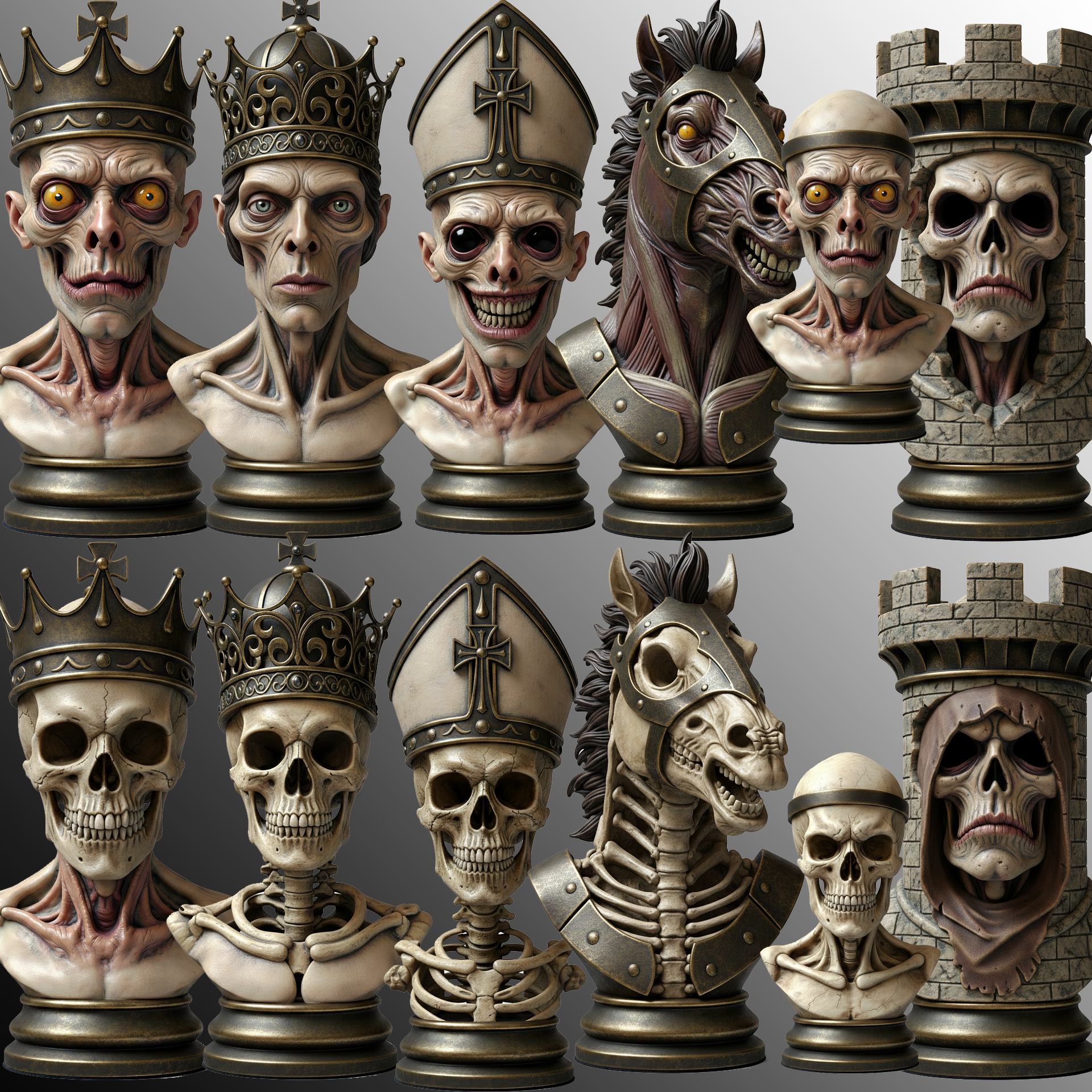 Piezas de Ajedrez Monstruoso de Coleccion-Modelo 3d para Imprimir STL-PJH3D