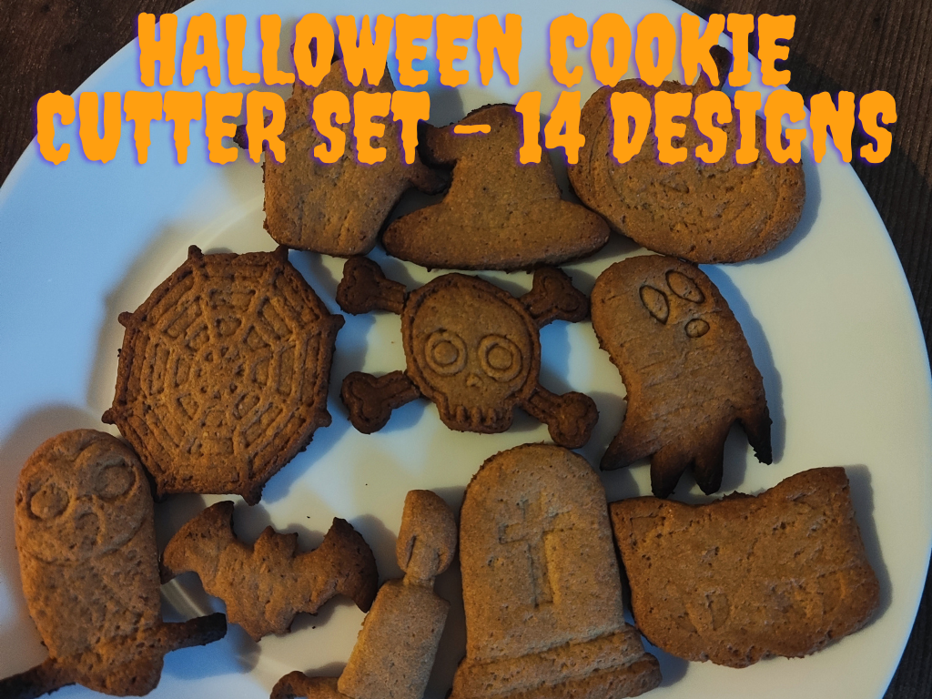 Halloween Cookie Cutter Set – 14 Designs (Pumpkin, Bat, Ghost, Witch Hat, Cat, Skull & More)