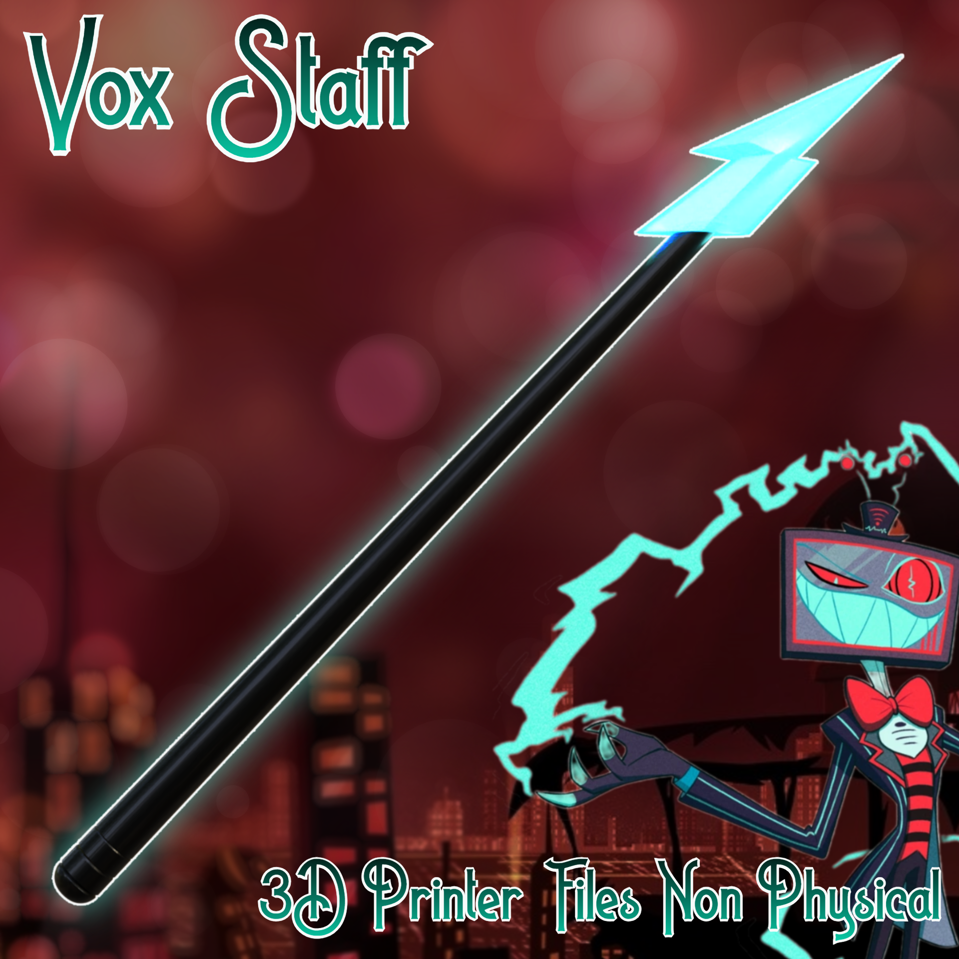 Vox Lightning Cosplay Staff/Cane Hazbin Hotel