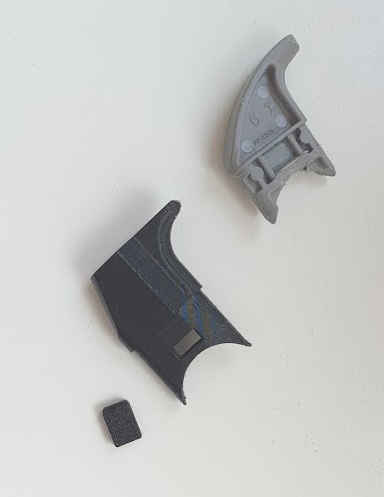 Dishwasher drawer rail endcap for Siemens, Bosch, Neff, etc.