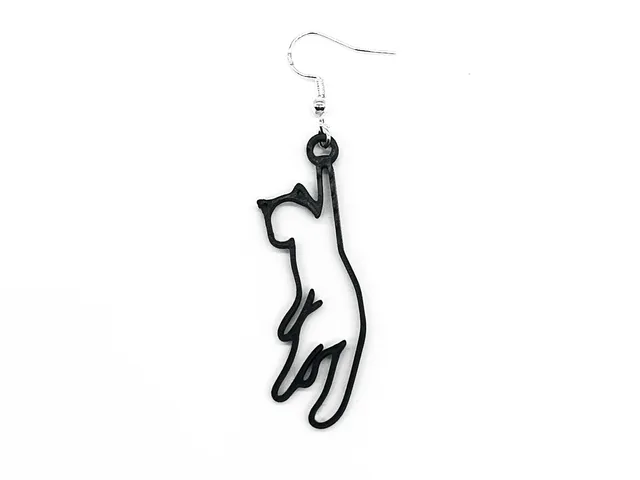 Hanging cat earring