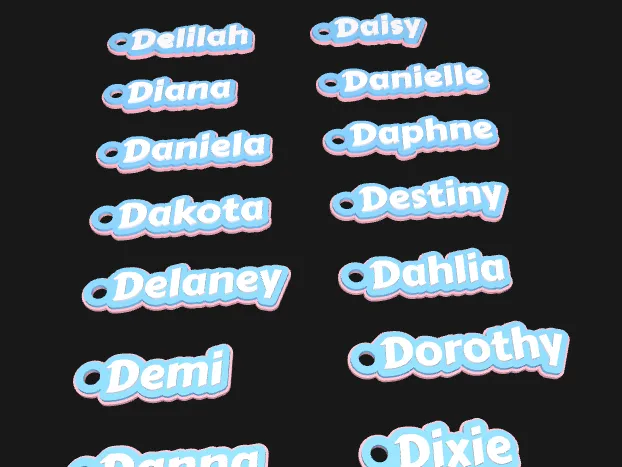 Alphabet Keychain Pack - Popular Girls Names (D)