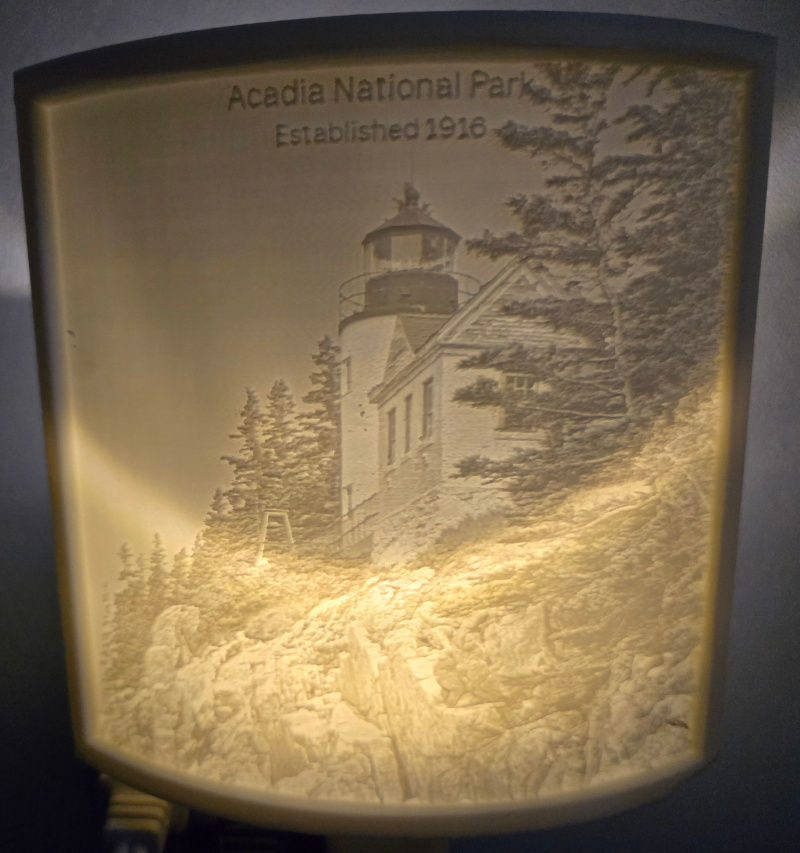 Acadia National Park Nightlight Lithophane
