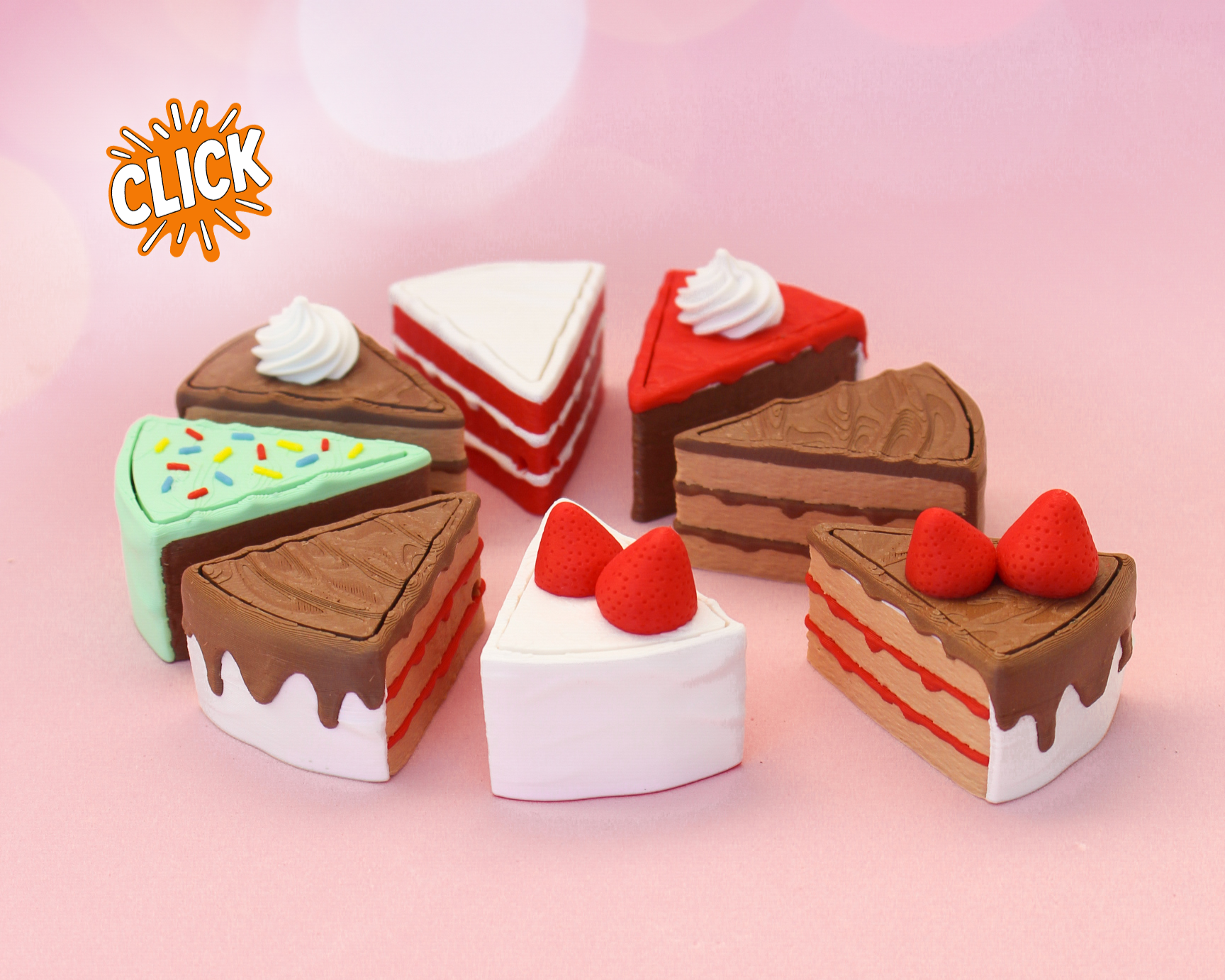 Cake Slice Fidget Clicker Keychain – Birthday Collection