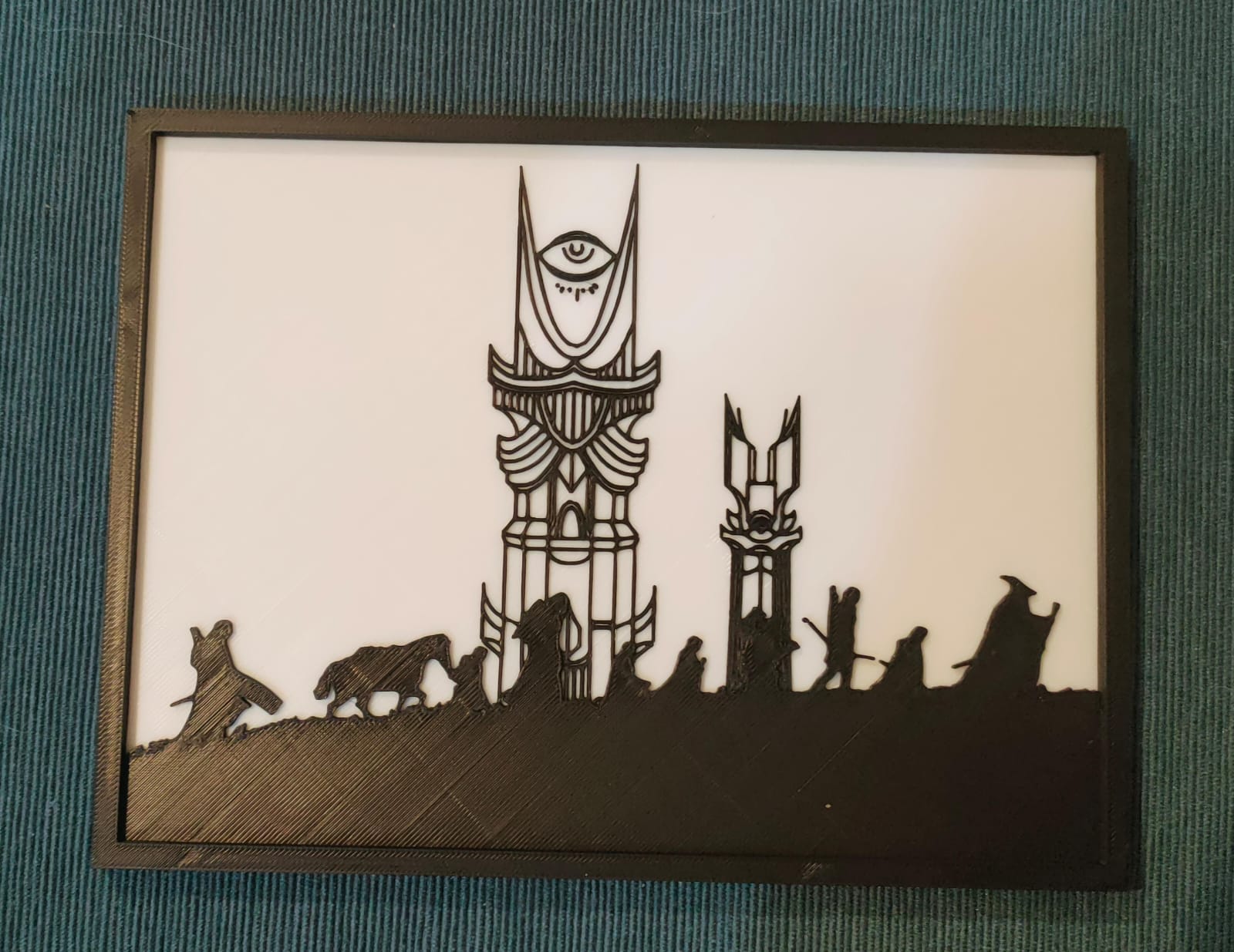 Lord Of The Rings Wall Plaque silhouette frame 15x20cm - Fellowhips and Towers