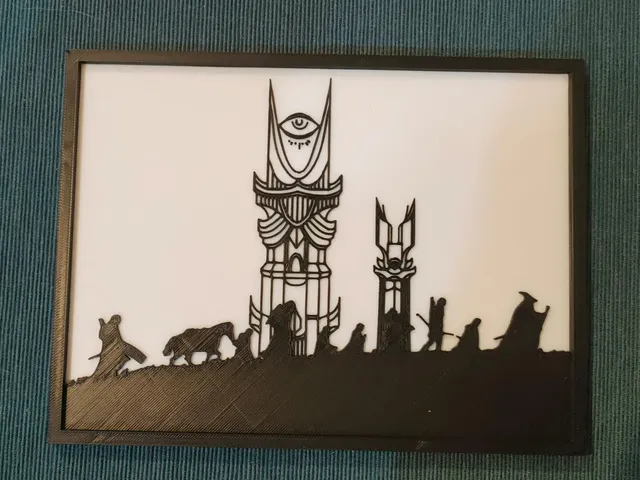 Lord Of The Rings Wall Plaque silhouette frame 15x20cm - Fellowhips and Towers