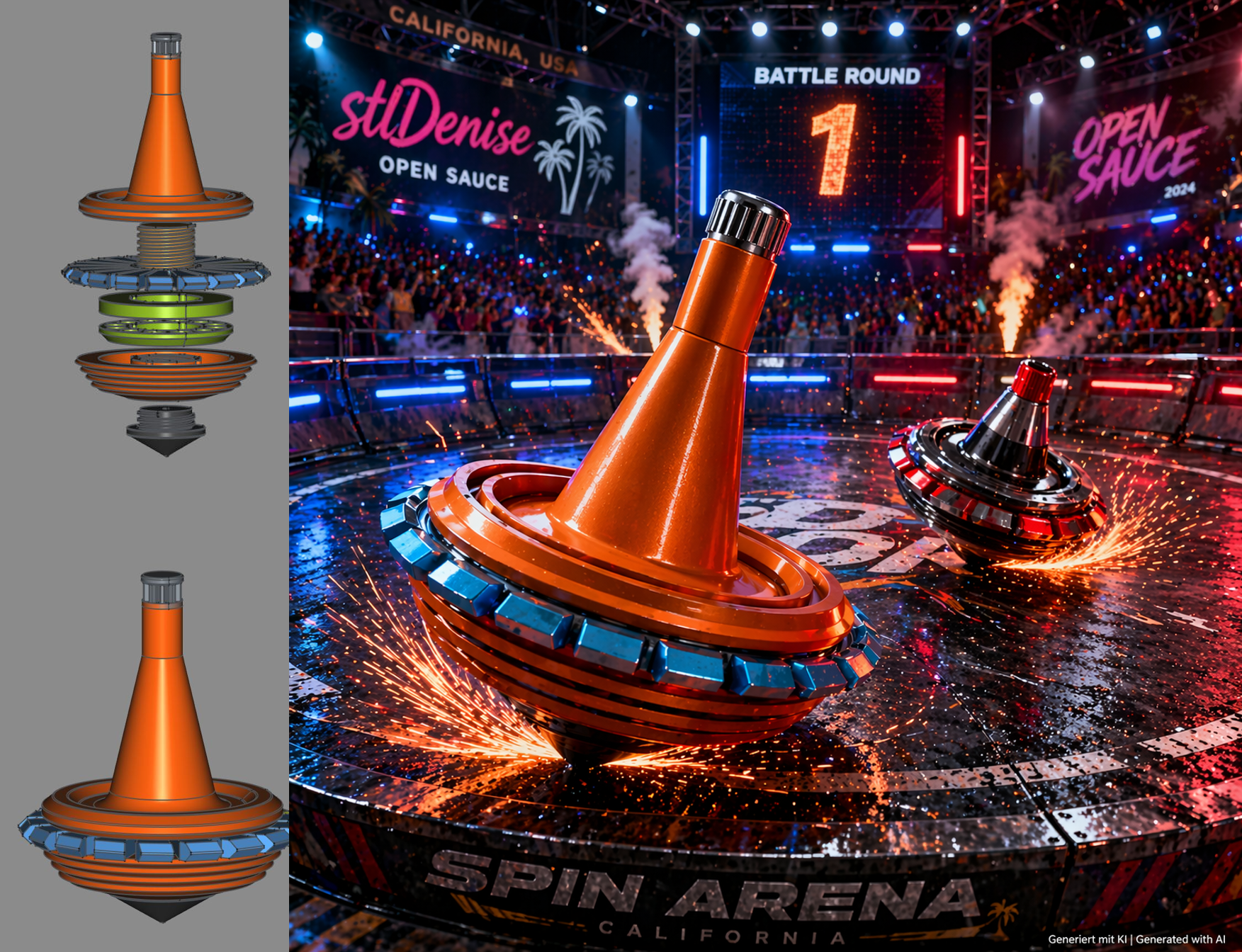 OpenSaucer – Modular Battle Spinner  -  New: defense ring with extra-long spikes