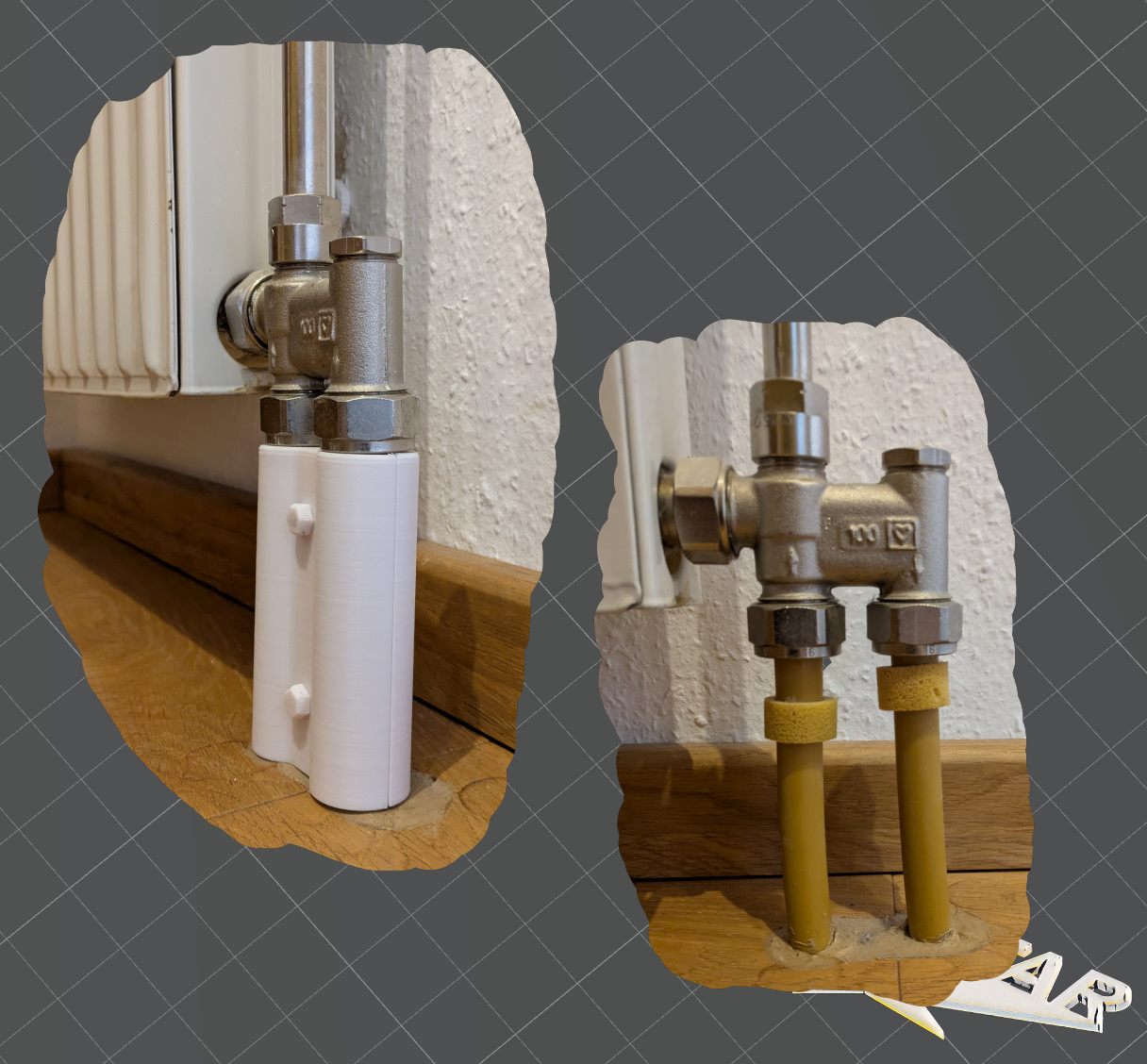 Parametrische Abdeckung für Heizkörperanschluss / Parametric cover for radiator connection