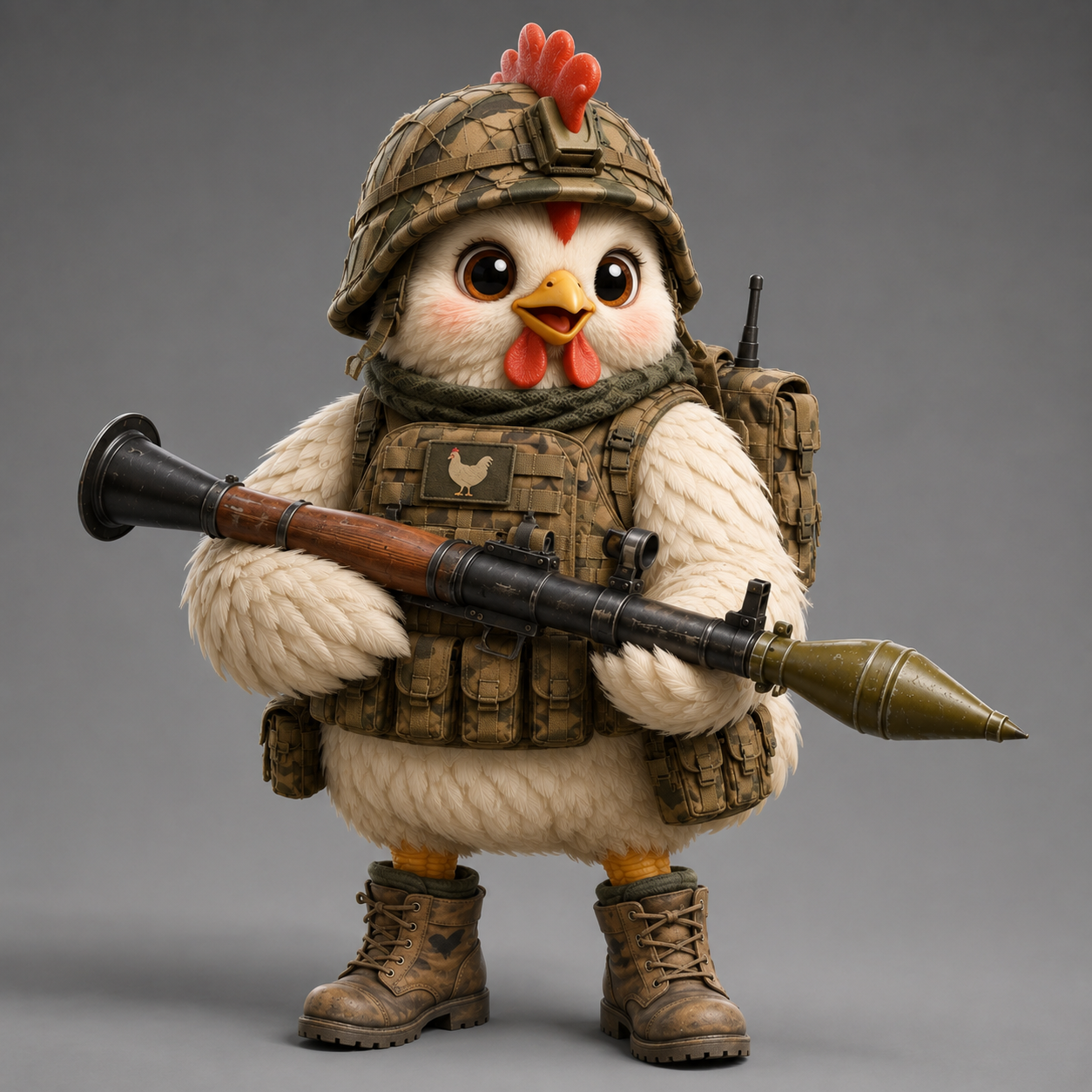 Cute Military Chicken Soldier with RPG
