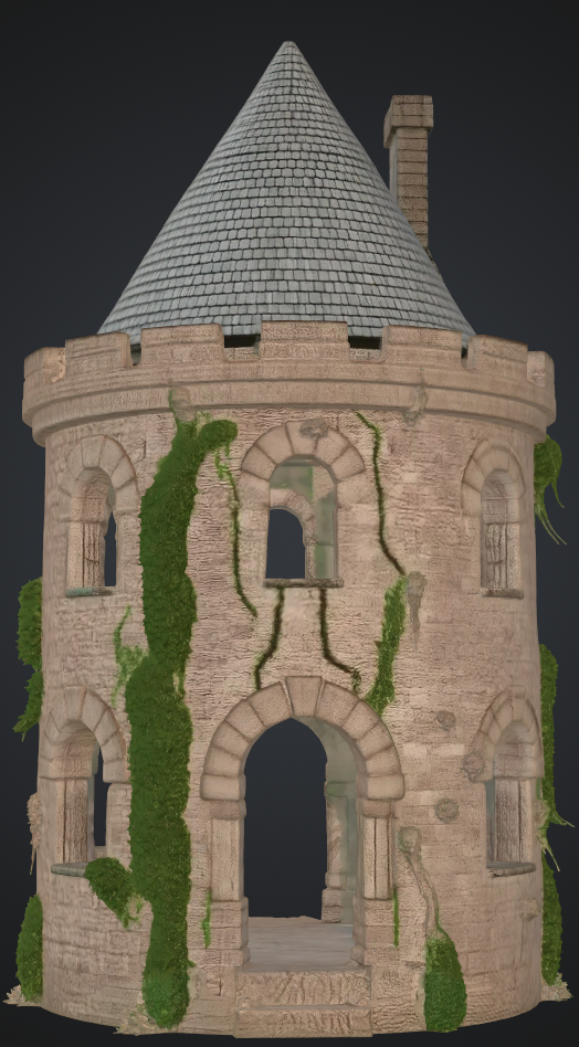 Turm rund mit Spitzdach,Fenster
