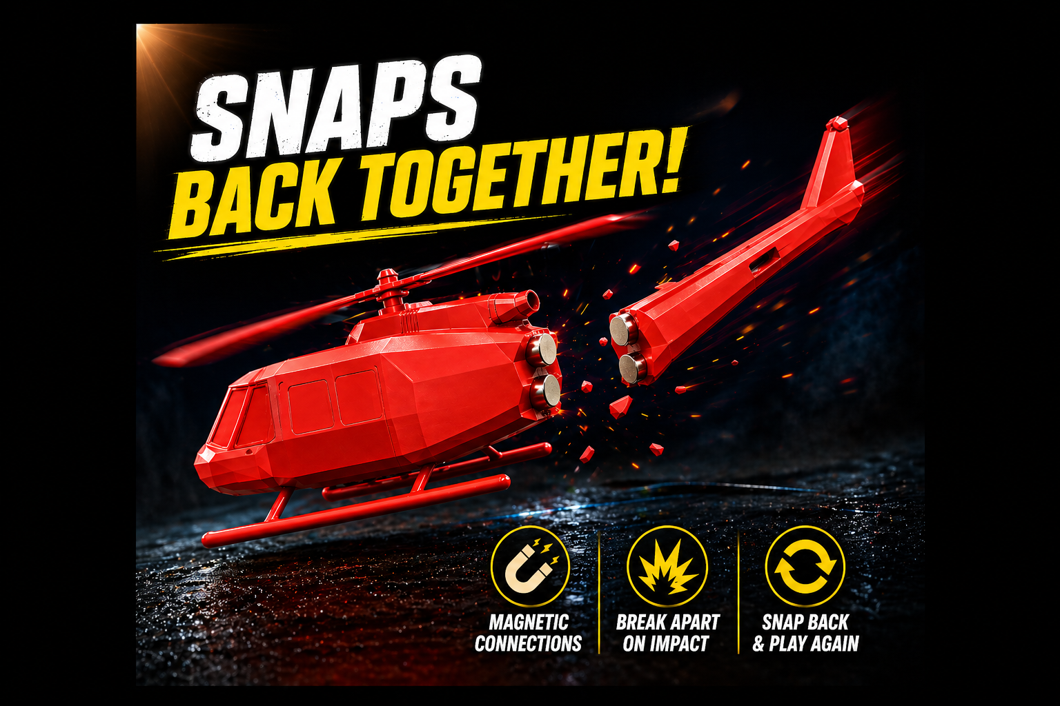 Magnetic Break-Apart Helicopter – Modular Rebuild Toy