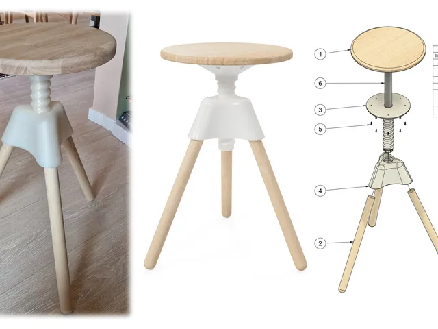 Tripod Stool Hub – for 33 mm wooden legs + wooden seat
