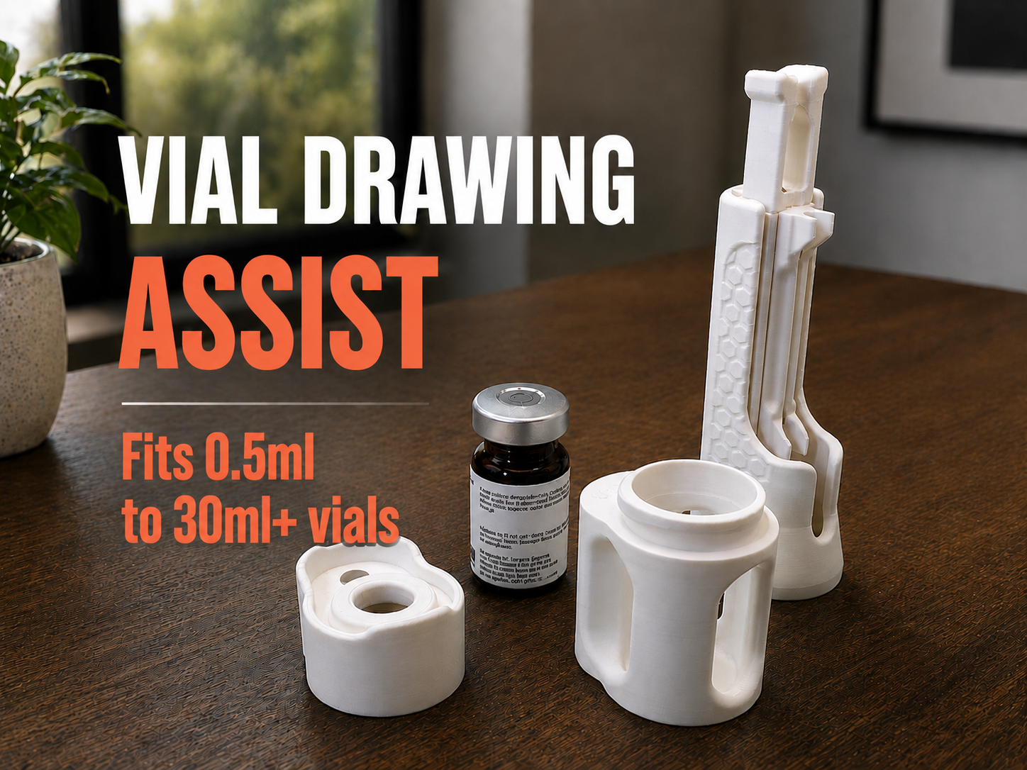 Vial Drawing Assist fits all 0.5ml to 30ml+ Insulin / GLP-1 / TRT / Peptides