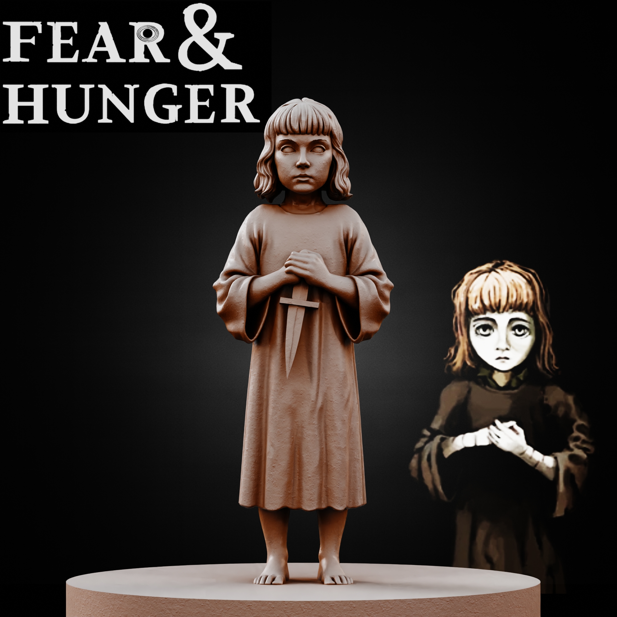 THE GIRL Fear and Hunger tabletop D&D RPG miniature figurine – scale STL Fan Art