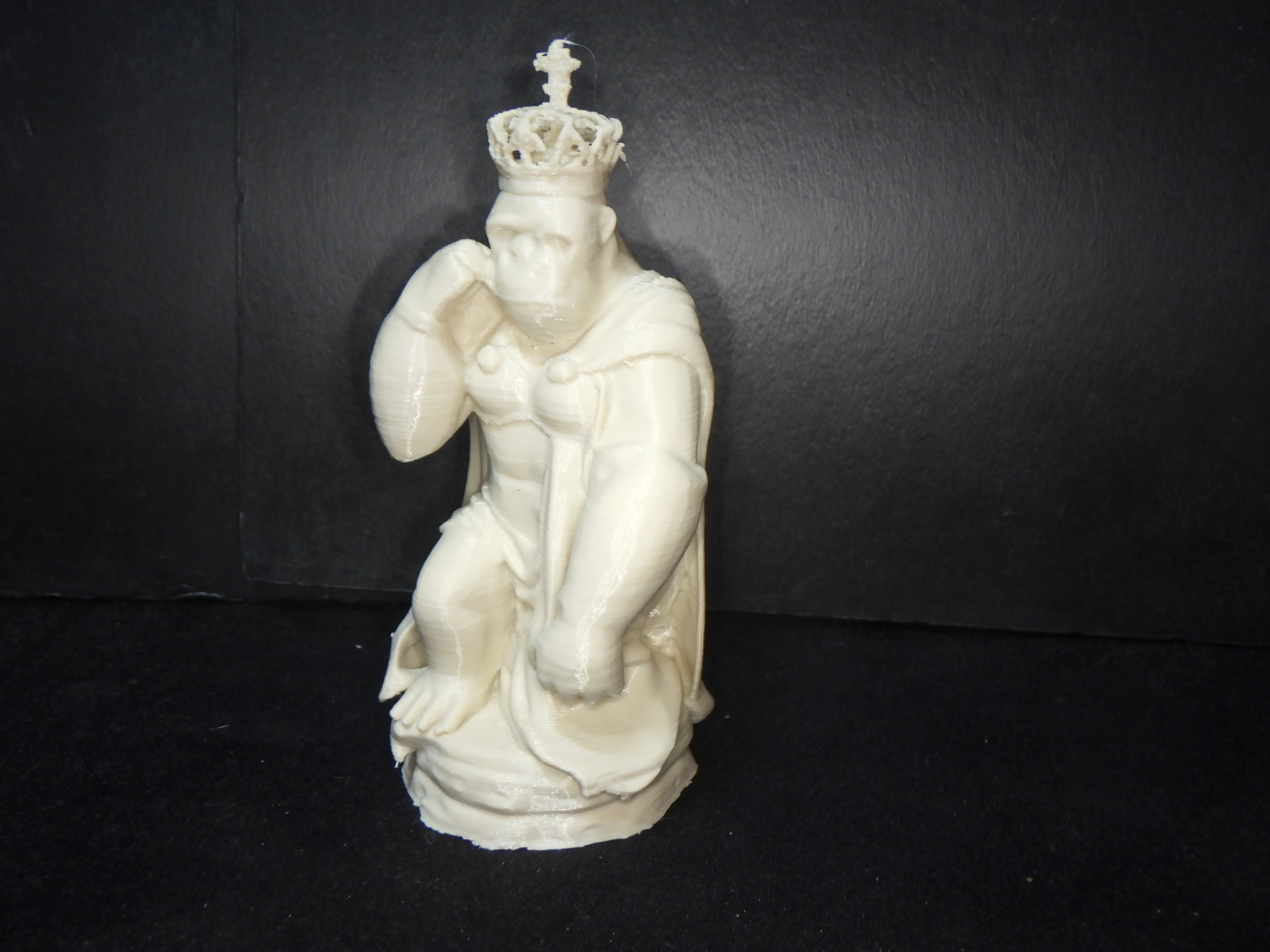 Chess king piece, Gorilla in a robe with crown.