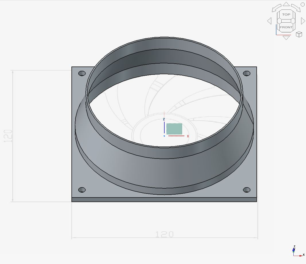 Computer Fan (120mm) to 100mm Ventilation Pipe Adapter 3D model
