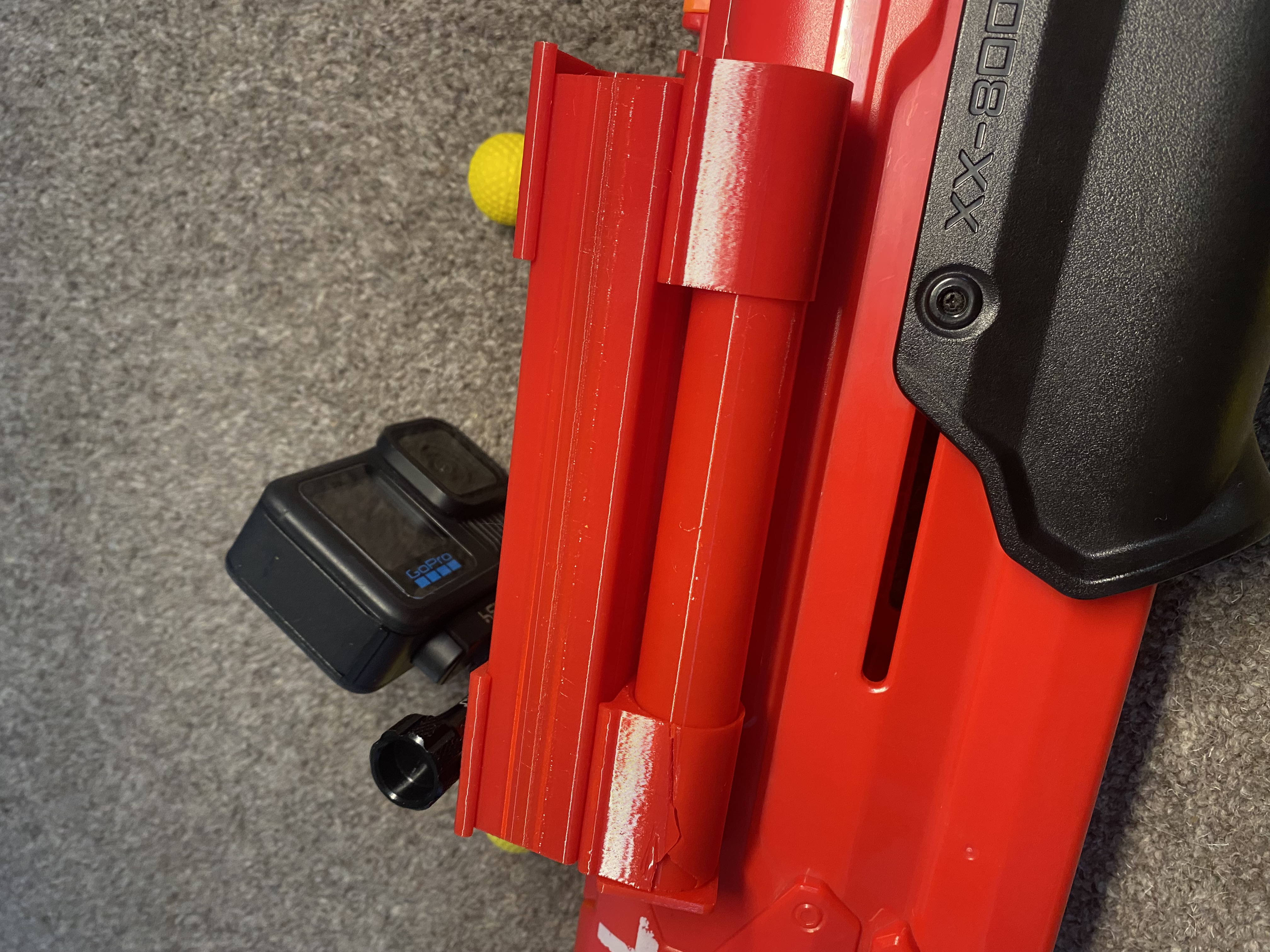 Nerf rival speed loader+gopro picatinny mount