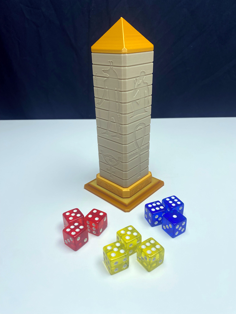 EGYPTIAN OBELISK with hidden dice (Schocken/Schockbesteck)