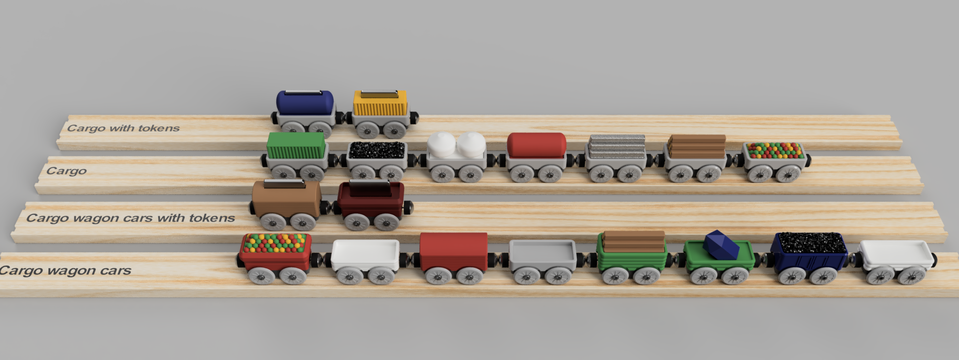 BabyTrains MINI - Cargos cars and cargos (Nákladní vagóny a náklady)