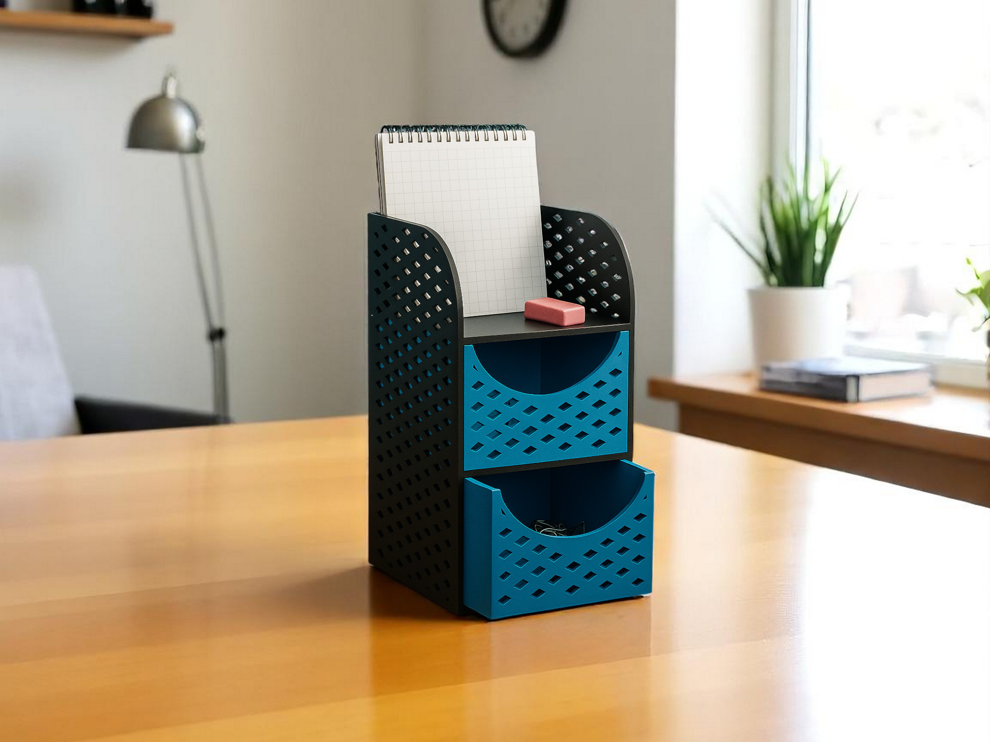 Desk Organizer with Drawers – Grid Design