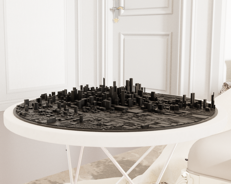 Chicago Skyline – Circular Topographic Map STL