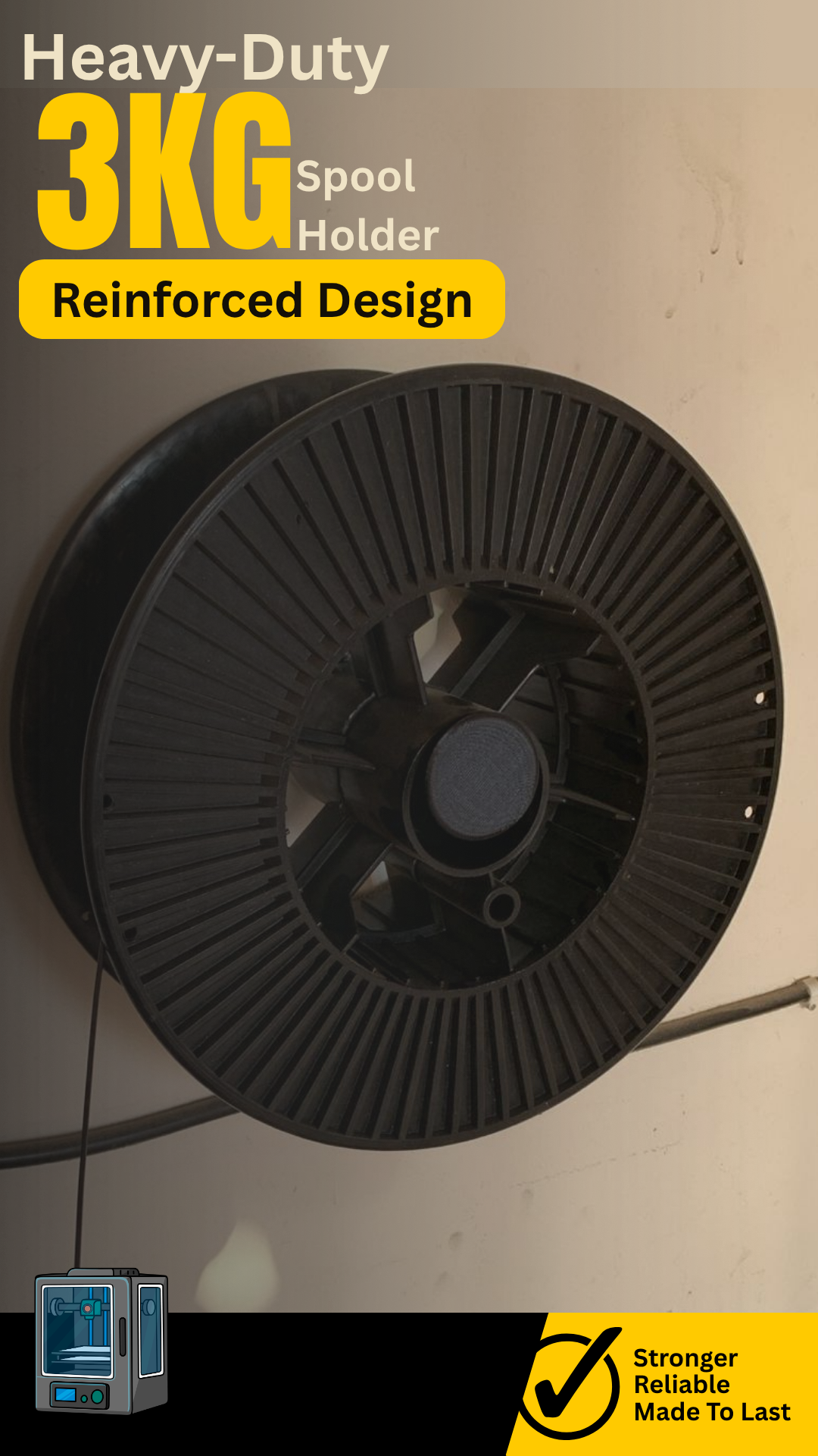 Heavy-Duty Wall Mounted 3KG Spool Holder (Reinforced Design)