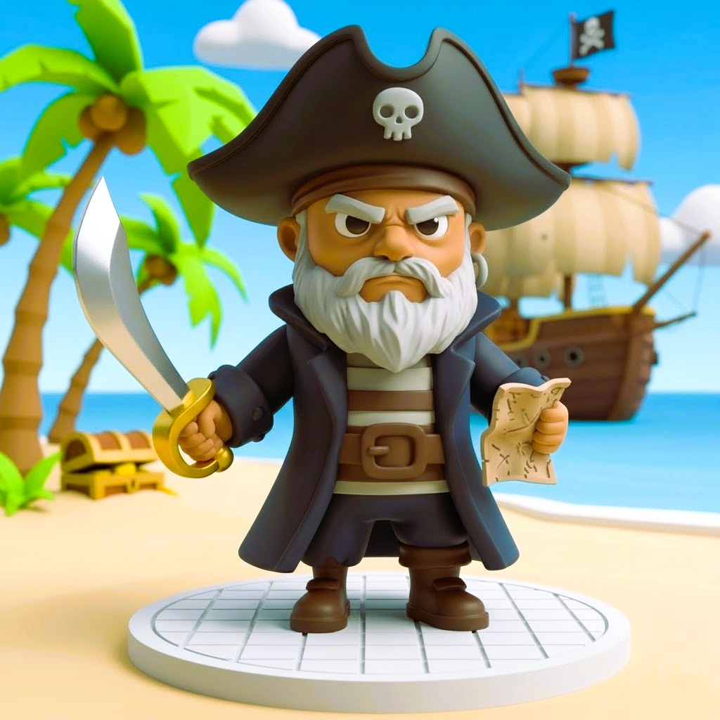 Treasure Map Chibi Pirate Figurine