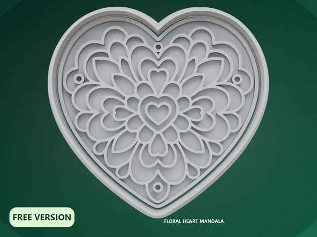 Heart Mandalas Floral Heart Cookie Cutter STL – 3D Print Biscuit Mold Set
