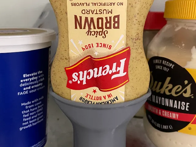 Mustard bottle inverted storage holder