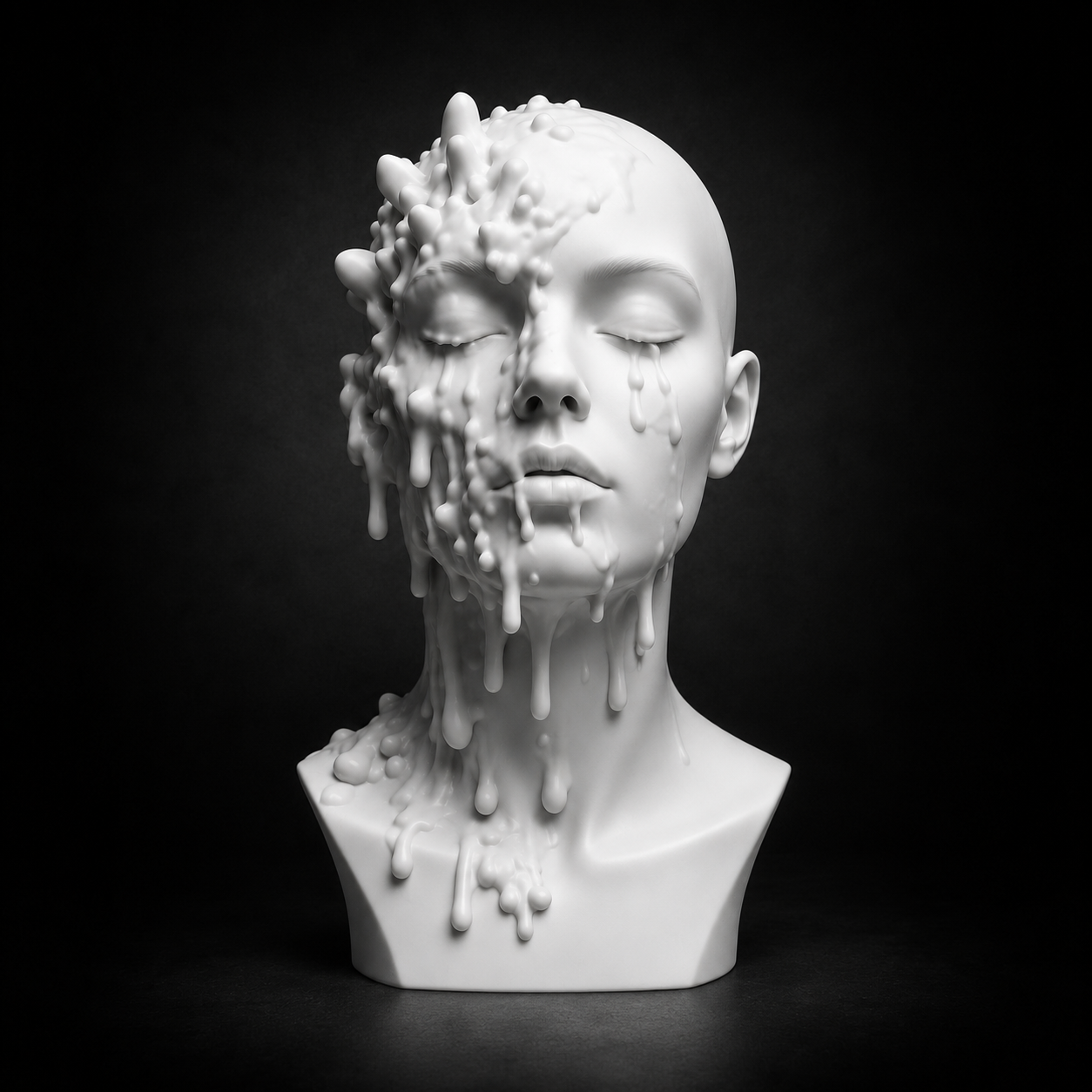 Melting Soul Bust STL | Surreal Female Sculpture | Modern Art Statue | Abstract Decor
