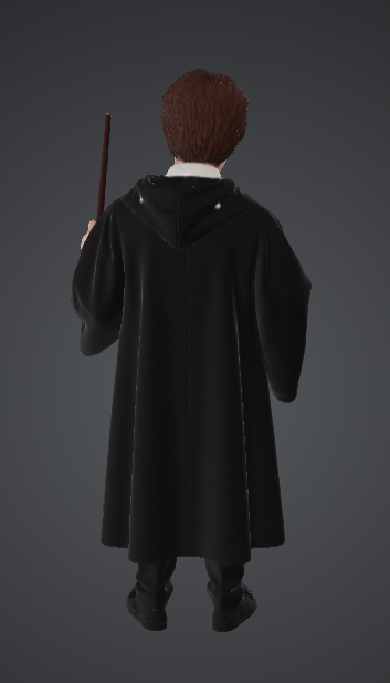 Young Wizard Student with Wand and Spellbook – Fantasy Magic Academy — miniatura 3