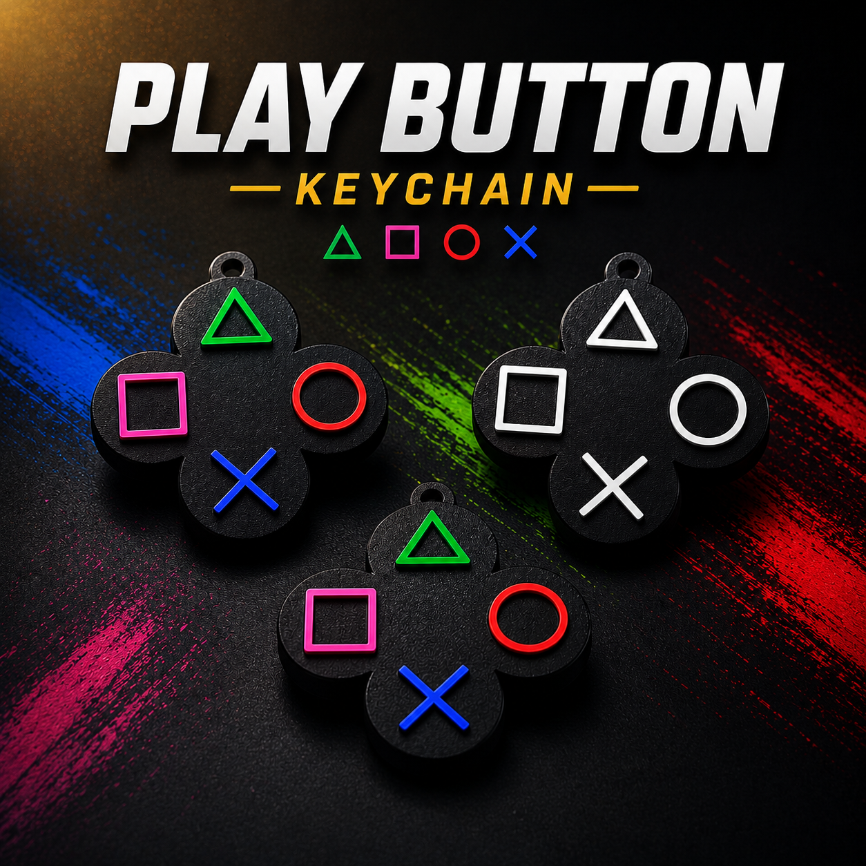Play Button Keychain Set