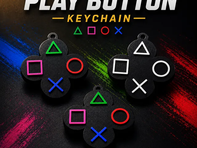 Play Button Keychain Set