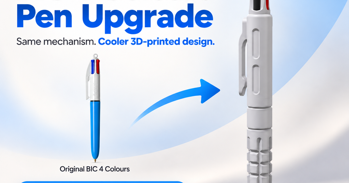 BIC 4 Colours Tactical Pen – 3D Printable Upgrade by Sean Liang ...