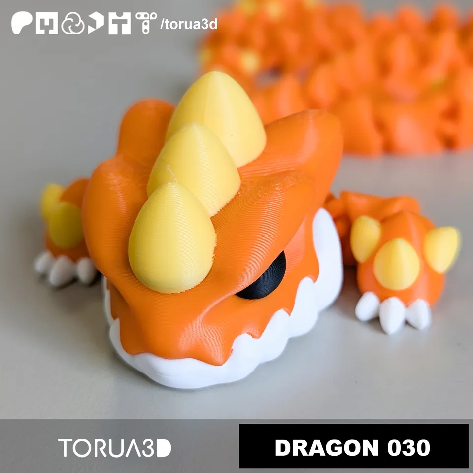 DRAGON FOMULA53㎜X33㎜93a Articulated Dragon 030 - Print in place - No supports - 3mf - STL