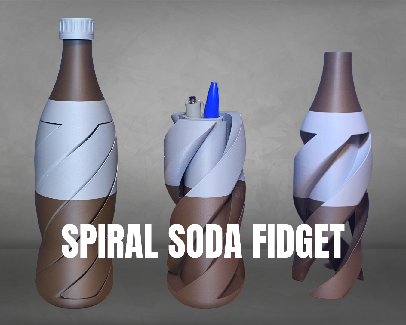 Spiral soda bottle fidget with storage