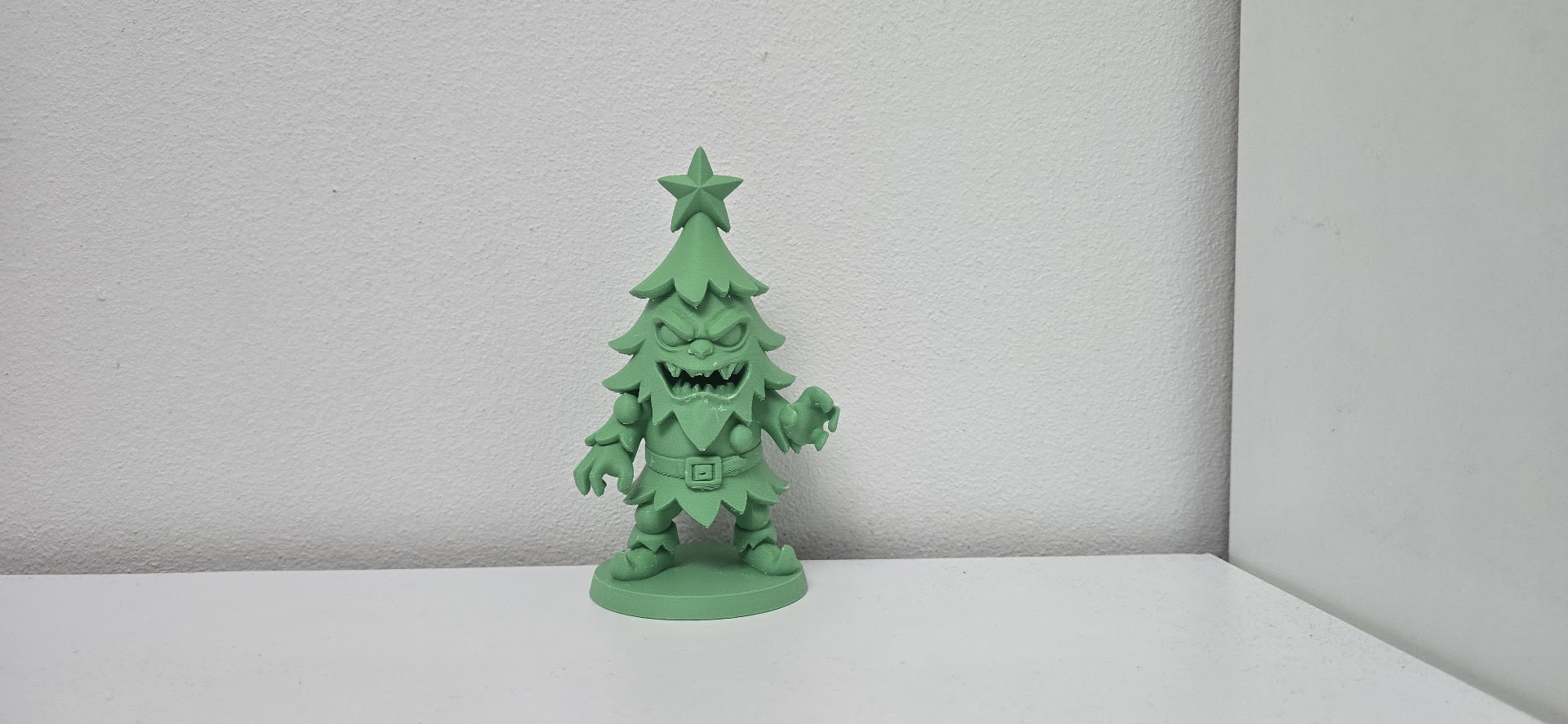 Angry Grinch-Style Christmas Tree Monster Figurine