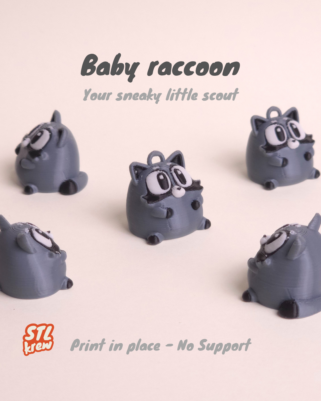 Cute Small Raccoon keychain - Rookie, no support