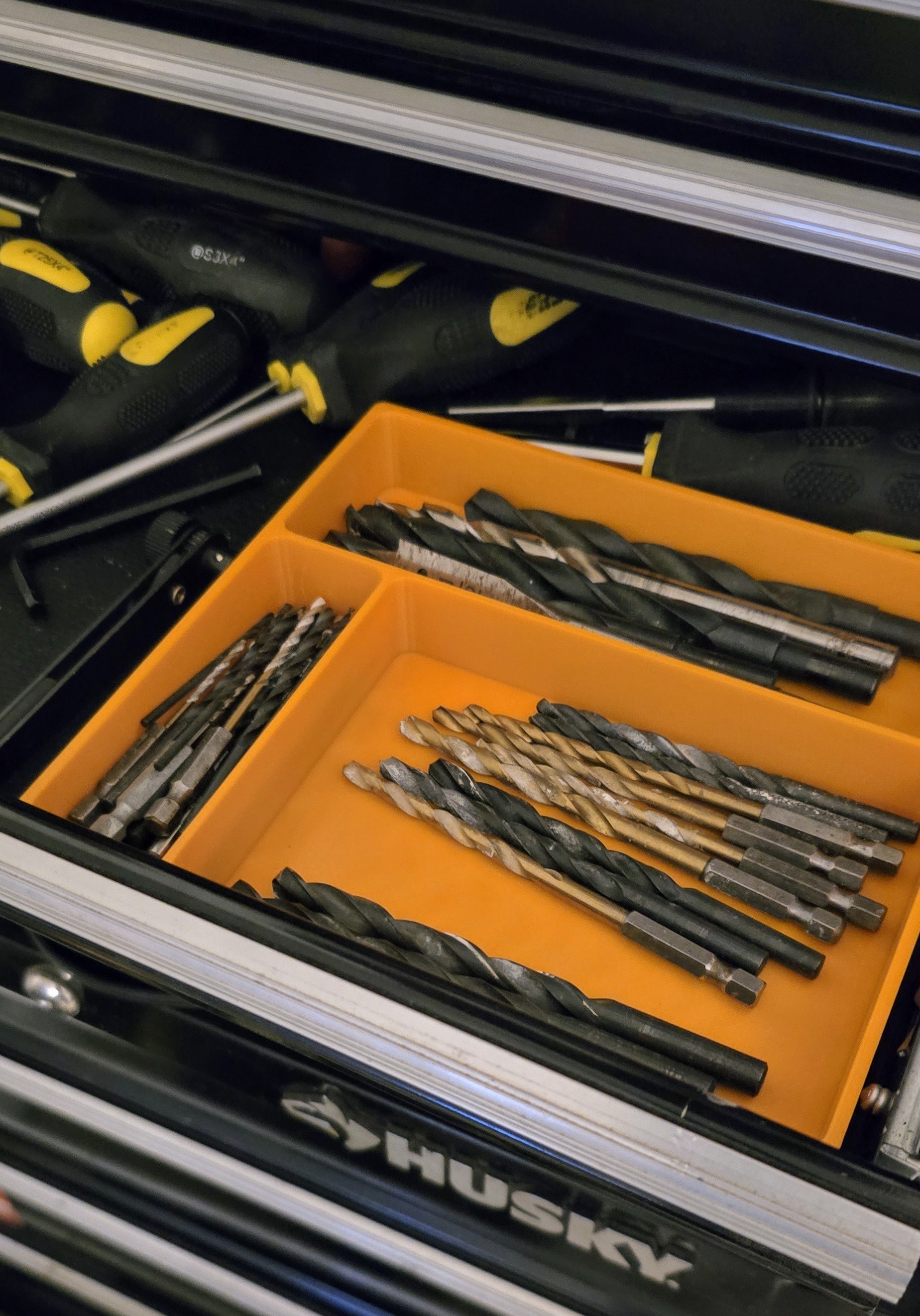 Drill bit organizer for Husky Tool Chest
