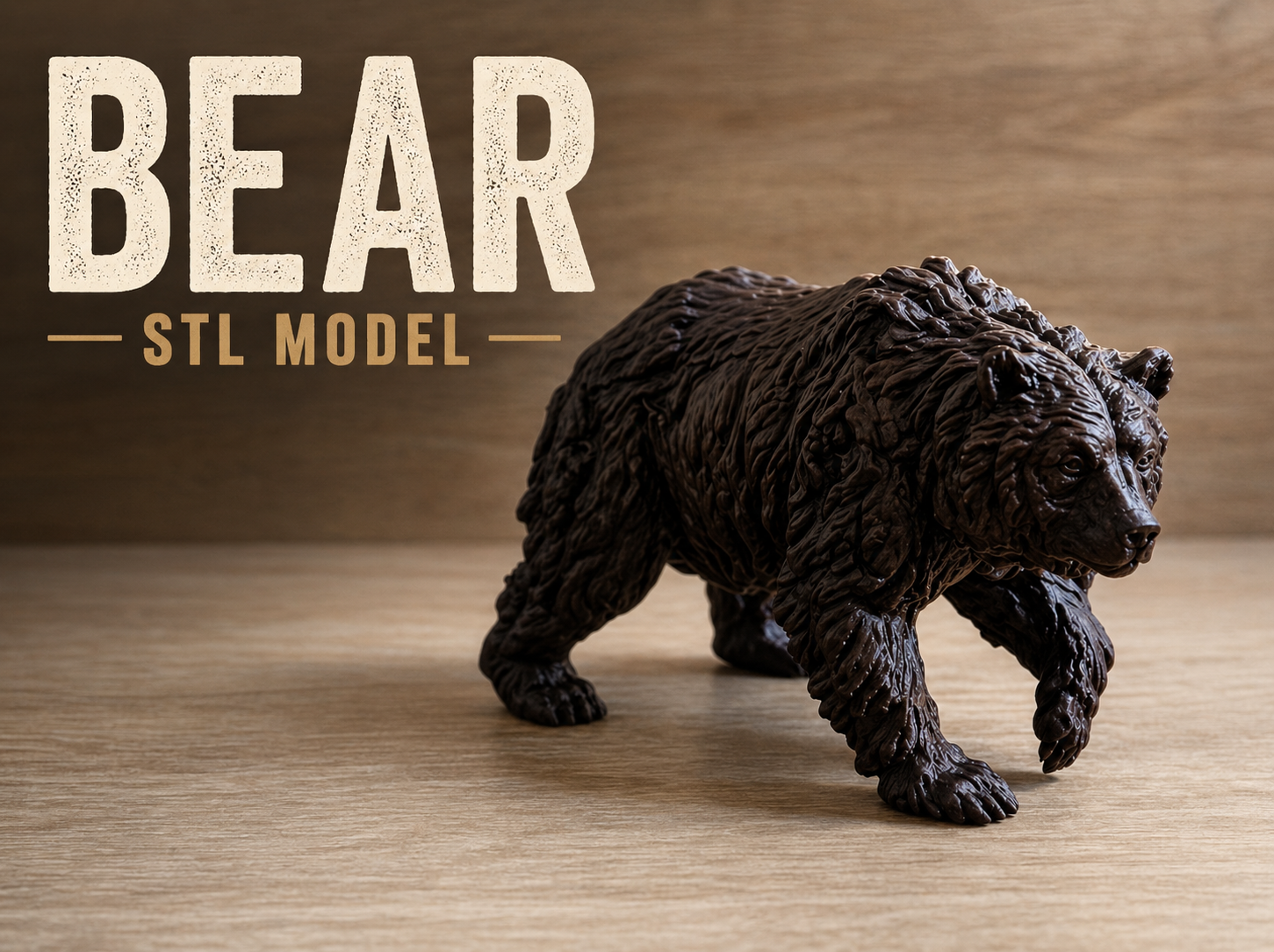 Bear STL Model | Deep Bark Texture | Easy Print