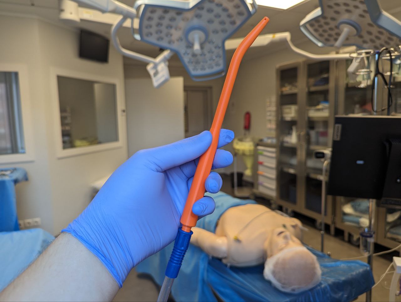 Suction catheter prop for healthcare simulation