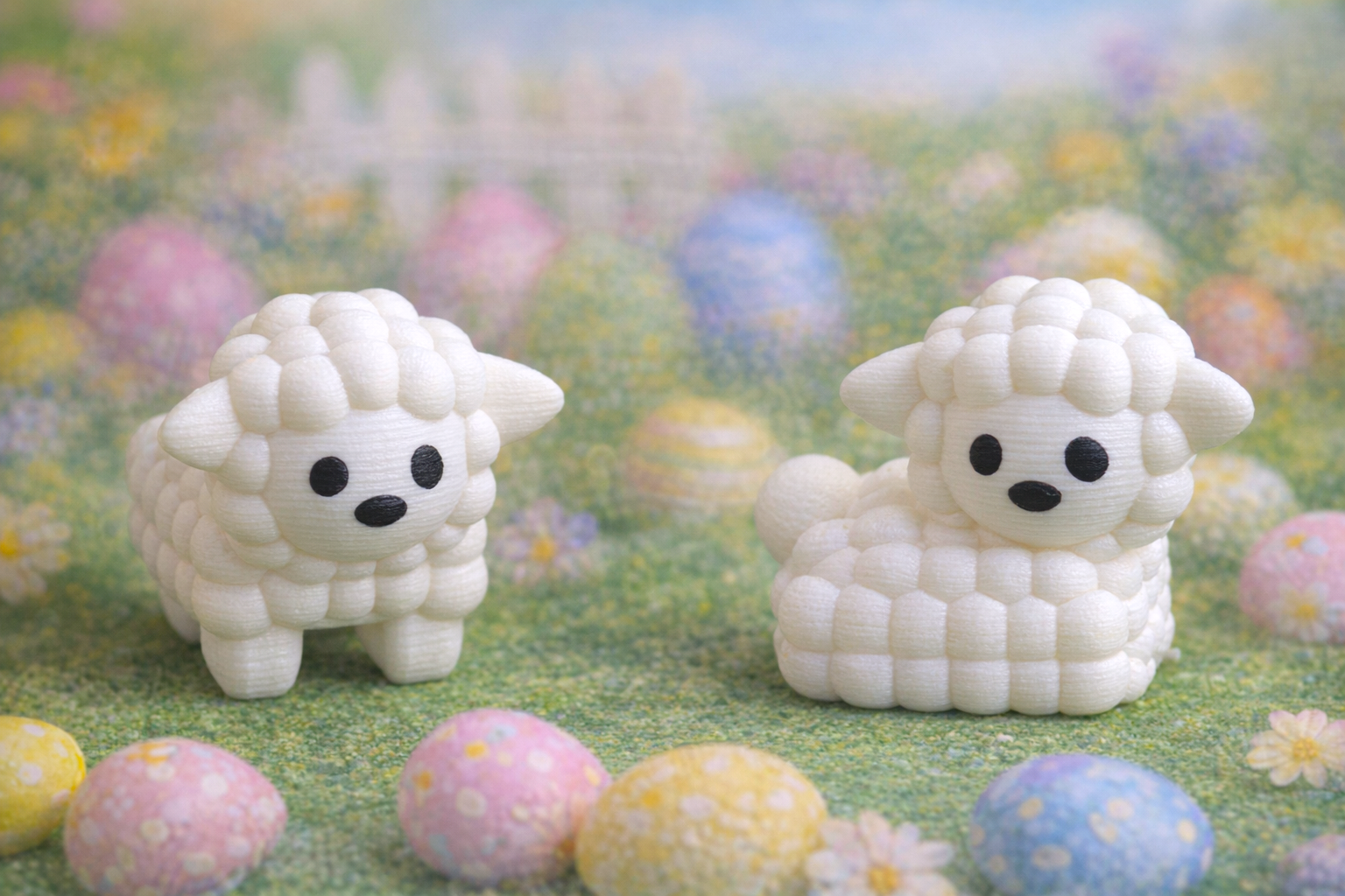 Cute Simple Puffy Style Easter Lamb Baby Sheep Toy Miniature - Springtime Charm