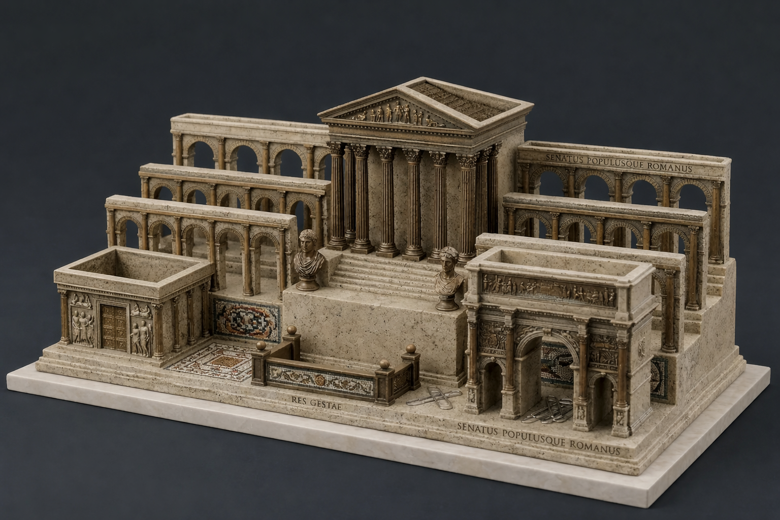 Classical Roman style Desk Tidy Organiser 3D model